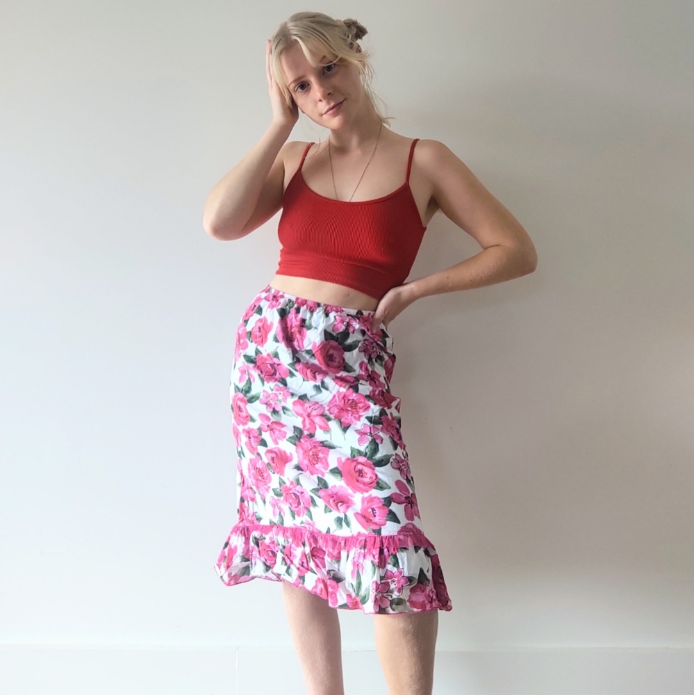Hot pink floral skirt